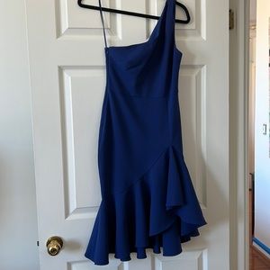 Likely blue evening one shoulder dress